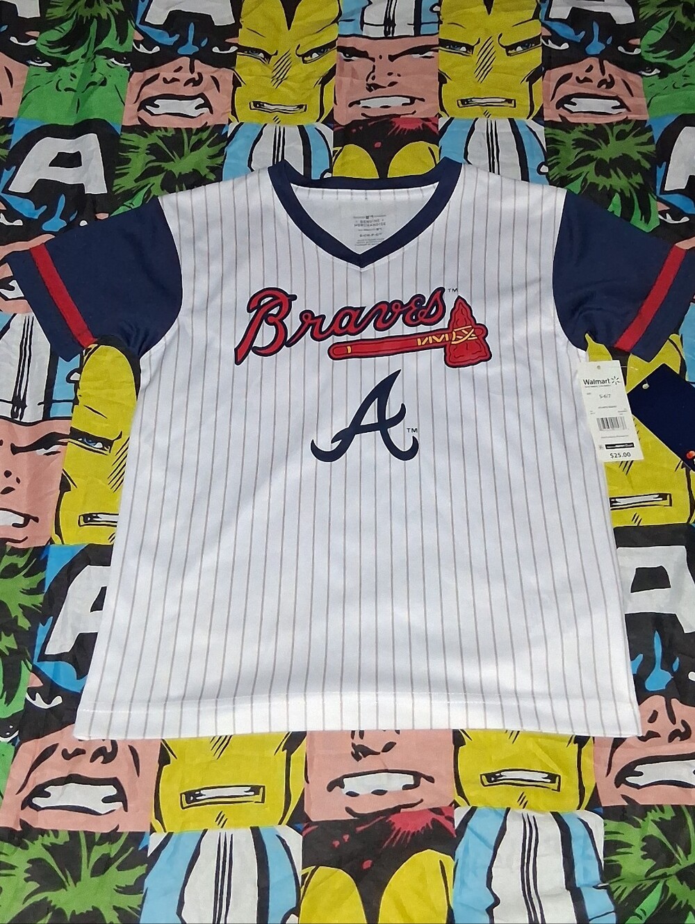 New Atlanta Braves Pin Stripe Jersey Shirt Baseball